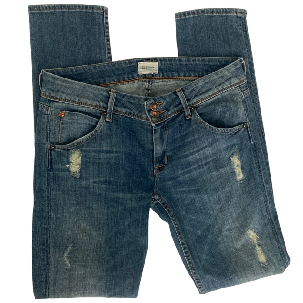 Hudson Collin Flap Skinny Napo Stretch Denim Skinny Distressed Jeans Womens 27